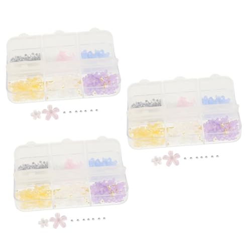 TOVINANNA 3 Boxen Nail Charms Blumen Dekorationen Nagelkunst Zubehör für Kreative Nageldesigns Mischung aus Farbenfrohen Blüten und Strass Elementen Langlebig und Praktisch für Manikürende von TOVINANNA