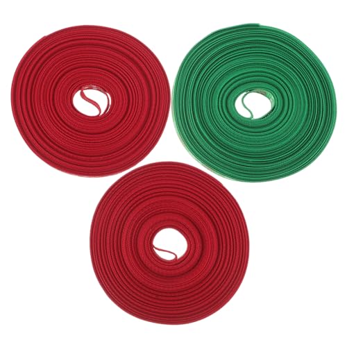 TOVINANNA 3 Rollen Weihnachtsband mit Drahtkante Dekoratives Geschenkband in Festlichen Farben Langlebig Bedruckt Vielseitig für Geschenkverpackung DIY Bastelarbeiten Kränze und von TOVINANNA