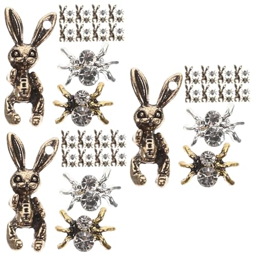 TOVINANNA 3 Sätze Spider Rabbit Nagelschmuck Nail Art Charms Für Kreative Nageldesigns Geeignet Für Natürliche Und Künstliche Nägel Für Salons Und Diy Projekte 30 Stück * 3 von TOVINANNA