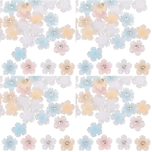 TOVINANNA 4 Stück Blumen Nail Charms Nagelkunst Accessoires Bunte Transparente Resin Dekorationen für Diy Nägel Pack für Kreative Maniküre und Bastelprojekte von TOVINANNA