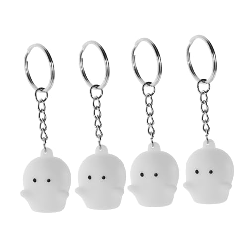 TOVINANNA 4 Stück Teiliges Leuchtender Schlüsselanhänger mit Niedlichem Geisterdesign Halloween Rucksackanhänger für Schüler Leichte Taschen und Party Deko Langlebige Tragbare Geschenkwahl von TOVINANNA