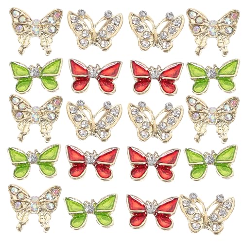 TOVINANNA 40 Stück Teiliges Nagel Schmetterling Nail Art Dekorationen aus Metall und Strass Glitzersteine für Maniküre Weihnachten Party Frauen Mädchen von TOVINANNA