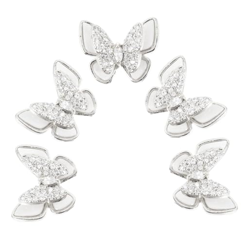TOVINANNA 5 Stück Teiliges Nagel dekorationsset Silber Schmetterling DIY Maniküre Sticker Nagelkunst Zubehör für Natürliche und Künstliche Nägel Frauen von TOVINANNA