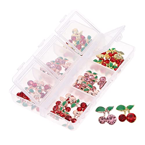 TOVINANNA 60Stücke Kirschnagel Edelsteine Strasssteine DIY Nagelkunst Zubehör Dekorationen für Kreative Designs für Nägel und Bastelprojekte von TOVINANNA