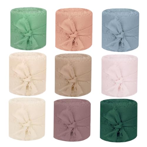 TOVINANNA 9 Rollen Breites Ausgefranstes Chiffonband für Hochzeitsdekoration Diy Geschenkverpackung und Bastelarbeiten pro Rolle Farben für Bouquets und Einladungen TOVINANNA 9 Rollen Breites Ausgefranstes Chiffonband für Hochzeitsdekoration Diy Geschenkverpackung und Bastelarbeiten pro Rolle Farben für Bouquets und Einladungen von TOVINANNA