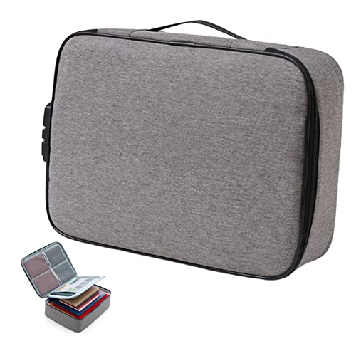 TOVINANNA Dokumentenaufbewahrungsbox mit Tragbare Datei Organizer Tasche für Büro und Reisen Große Kapazität Mehrlagige Dokumentenbox mit Zahlenschloss von TOVINANNA