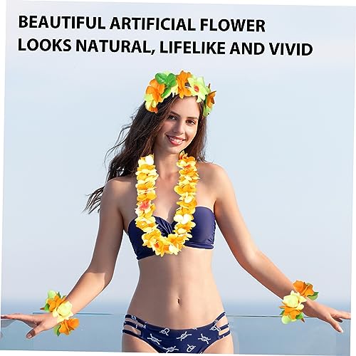TOVINANNA Hawaiianische Blumendeko Teilig Gelb Orange Hawaii Party Dekoration Armband Stirnband Halskette für Strandfest Urlaub Festival TOVINANNA Hawaiianische Blumendeko Teilig Gelb Orange Hawaii Party Dekoration Armband Stirnband Halskette für Strandfest Urlaub Festival von TOVINANNA