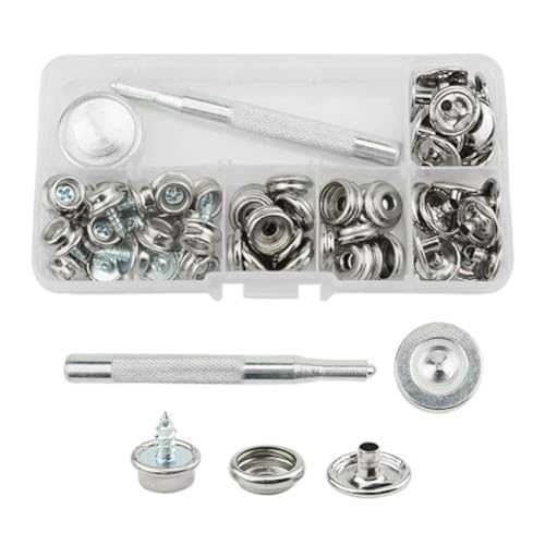 TOVOT 60 Stück Segeltuch-Druckknöpfe für Polsterung, Bootsabdeckung, Druckknöpfe, Befestigungsset, Marinequalität, 1 cm Sockel, Edelstahl, Boots-Segeltuch-Druckknöpfe mit 2 Setzwerkzeugen für TOVOT 60 Stück Segeltuch-Druckknöpfe für Polsterung, Bootsabdeckung, Druckknöpfe, Befestigungsset, Marinequalität, 1 cm Sockel, Edelstahl, Boots-Segeltuch-Druckknöpfe mit 2 Setzwerkzeugen für von TOVOT