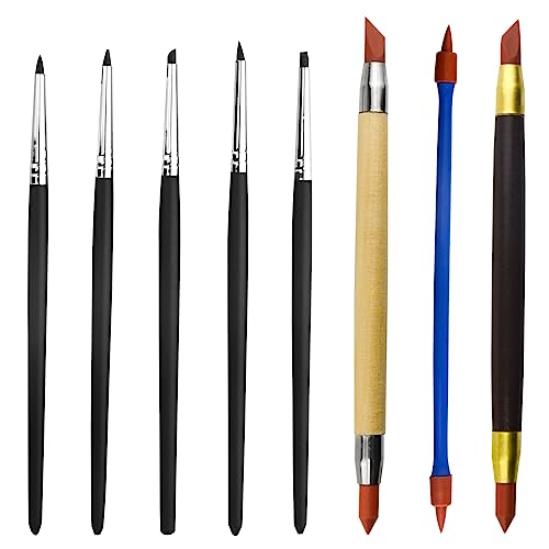 TOVOT 8 Stück Modellierwerkzeug Ton Werkzeug Gummi-Spitze Pinsel Set Clay Tools Set Sculpting Tools für DIY, Handwerk von TOVOT