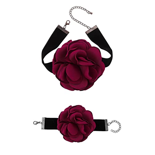 TOWARDSNAN 2pcs Handgefertigte Rose Halskette Eleganter Kragen Bohemianer Übertriebener Flocken Stoffblumenarmband Zugang Zu Frauen TOWARDSNAN 2pcs Handgefertigte Rose Halskette Eleganter Kragen Bohemianer Übertriebener Flocken Stoffblumenarmband Zugang Zu Frauen von TOWARDSNAN