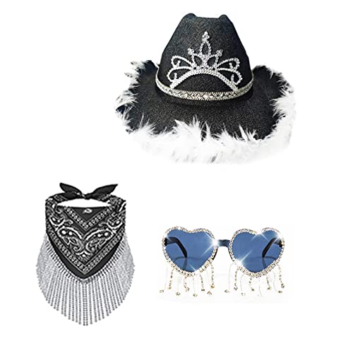 TOWARDSNAN Cowboyhutbrille Bandanaa Cowgirl Frau Junggesellenparty Brautparty Herzgläser Federn Cowboy TOWARDSNAN Cowboyhutbrille Bandanaa Cowgirl Frau Junggesellenparty Brautparty Herzgläser Federn Cowboy von TOWARDSNAN