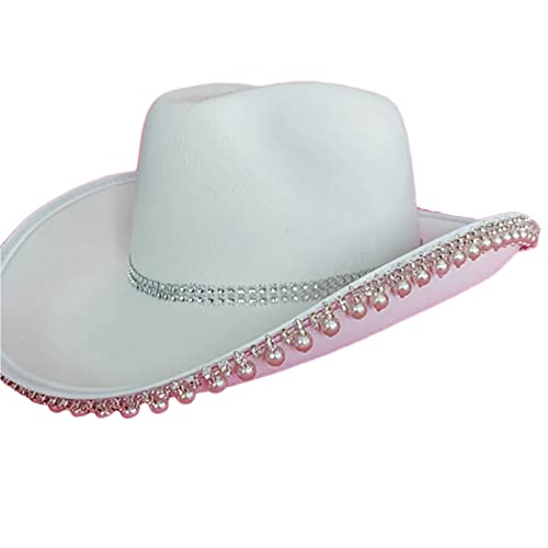 TOWARDSNAN Weiß Elegante Cowgirl Braut Hochzeitsfoto Kostüm Requisiten Outdoor Frau Mit Dangle Perlenkrempe TOWARDSNAN Weiß Elegante Cowgirl Braut Hochzeitsfoto Kostüm Requisiten Outdoor Frau Mit Dangle Perlenkrempe von TOWARDSNAN