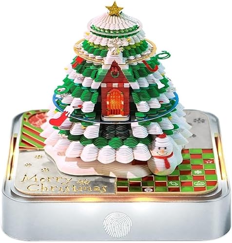 3D Kalender 2026, Calendarios 3D 2026 Schreibtisch Kalender mit LED Lichtern 3D Kalender Abreißen Tischkalender-Notizblock 2026 Kreatives Papier Schnitzen Geschenk (Weihnachtsbaumhaus) von TOWEBOORY