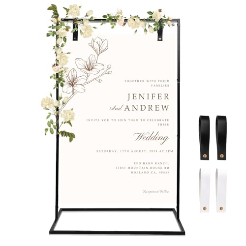 TOWEBOORY Hochzeitsschilderständer, 127 x 76,2 x 50,8 cm, mit 2 Lederriemen zum Aufhängen, robuster Bodenständer, Staffelei für Hochzeit, Geburtstag, Party TOWEBOORY Hochzeitsschilderständer, 127 x 76,2 x 50,8 cm, mit 2 Lederriemen zum Aufhängen, robuster Bodenständer, Staffelei für Hochzeit, Geburtstag, Party von TOWEBOORY
