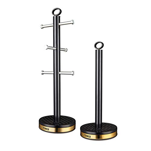 Tower T826092BLK Empire Tassenbaum und Handtuchstange, Edelstahl, rutschfest, Schwarz und Messing Tower T826092BLK Empire Tassenbaum und Handtuchstange, Edelstahl, rutschfest, Schwarz und Messing von TOWER