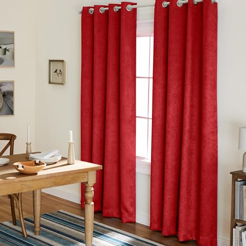 TOWN & COUNTRY EVERYDAY Exclusive Home Curtains Vorhänge aus Satinstoff mit Oxford-Textur, Thermisch, mit Ösenöffnungen Oben, für Fenster, abdunkelnd, Polyester, Chili, 52x84 TOWN & COUNTRY EVERYDAY Exclusive Home Curtains Vorhänge aus Satinstoff mit Oxford-Textur, Thermisch, mit Ösenöffnungen Oben, für Fenster, abdunkelnd, Polyester, Chili, 52x84 von TOWN & COUNTRY EVERYDAY