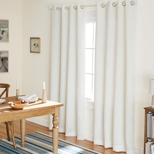 TOWN & COUNTRY EVERYDAY Exclusive Home Curtains Vorhänge aus Satinstoff mit Oxford-Textur, Thermisch, mit Ösenöffnungen Oben, für Fenster, abdunkelnd, Polyester, vanille, 52x96 von TOWN & COUNTRY EVERYDAY