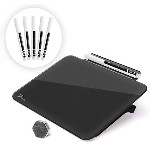 TOWON Glas Mini Whiteboard Staffelei Pad Set, Mini Whiteboard A5, Schreibtisch Whiteboard Bürozubehör, Kleines Whiteboard mit Stift, Schwarz TOWON Glas Mini Whiteboard Staffelei Pad Set, Mini Whiteboard A5, Schreibtisch Whiteboard Bürozubehör, Kleines Whiteboard mit Stift, Schwarz von TOWON