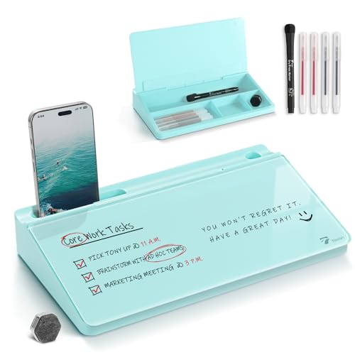 TOWON Kleines kompaktes Glas-Whiteboard mit Aufbewahrung, 30,5 x 17,8 cm, trocken abwischbar, für Schreibtisch, Heimbüro, Schule, inklusive 5 Markern, Radiergummi und Halter, platzsparender Organizer TOWON Kleines kompaktes Glas-Whiteboard mit Aufbewahrung, 30,5 x 17,8 cm, trocken abwischbar, für Schreibtisch, Heimbüro, Schule, inklusive 5 Markern, Radiergummi und Halter, platzsparender Organizer von TOWON