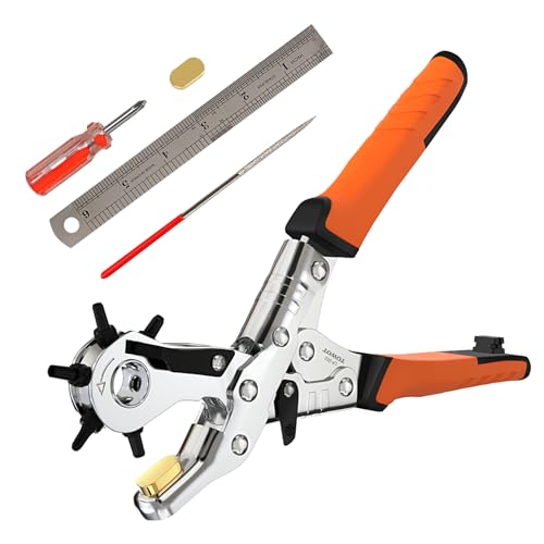 TOWOT Lochzange für Leder,Leder Locher Kit,Locheisen,Lochstanzer als Leder Werkzeug,Sättel,Schuhe,Stoff,DIY & Bastelprojekte,6 Löcher Heavy-Duty Drehlocher,stanzt mühelos perfekte runde Löcher aus TOWOT Lochzange für Leder,Leder Locher Kit,Locheisen,Lochstanzer als Leder Werkzeug,Sättel,Schuhe,Stoff,DIY & Bastelprojekte,6 Löcher Heavy-Duty Drehlocher,stanzt mühelos perfekte runde Löcher aus von TOWOT