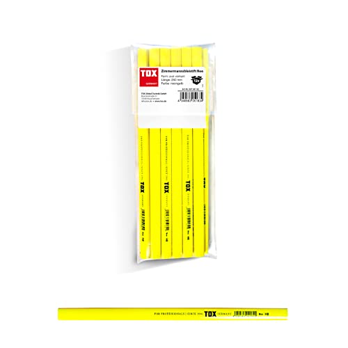 TOX Neo Zimmermannsbleistift, oval-vierkant, Neonfarbe Gelb, Härtegrad medium, für Strichbreiten von 1 – 2 mm, ungespitzt, 250 mm lang, 09790102 TOX Neo Zimmermannsbleistift, oval-vierkant, Neonfarbe Gelb, Härtegrad medium, für Strichbreiten von 1 – 2 mm, ungespitzt, 250 mm lang, 09790102 von TOX