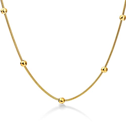 Titan Stahl Goldfarbene runde Kugel Anhänger Halskette Gliederkette Halskette Modeschmuck für Frauen oder Männer Titan Stahl Goldfarbene runde Kugel Anhänger Halskette Gliederkette Halskette Modeschmuck für Frauen oder Männer von TOXI