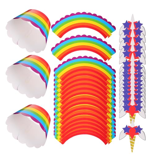 TOYANDONA 120St Kucheneinsatz reiseset partydekoration kuchen dekoration 1 rote Muffinförmchen Cupcake-Förmchen aus Goldfolie Dessert-Topper Kuchenpicks Randdekore Papier Colorful von TOYANDONA