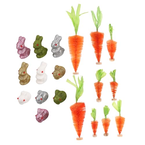 TOYANDONA 1satz Osterhasen Figuren Mit Glitzer Und Karotten Teiliges Deko Frühlingsdeko Tischdekoration Und Garten Festliche Ornamente Für Zuhause Und Büro von TOYANDONA