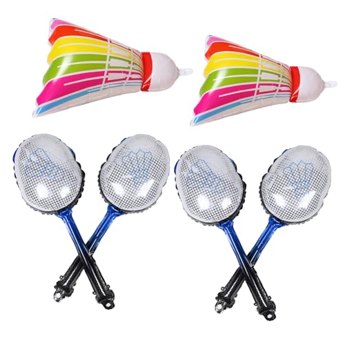 TOYANDONA 1 Satz aufblasbares Badminton Sportbälle, Geburtstagsballons, Dekorationen Badminton Rackets Ballon Aufblasbare Outdoor -Shuttlecocks -Ballon Badmintonball-Ballons Aluminiumfolie von TOYANDONA