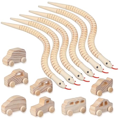 TOYANDONA 1 Set Holzspielzeug: Unfertige, Flexible Wackel- Und Schiebeautos, Holzmalerei-bastelarbeiten für Kinder, Leeres Tiermodell auf Leinwand für Kinder zum Selbermachen, Kunsthandwerk, Malen von TOYANDONA