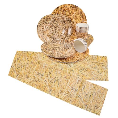 TOYANDONA 1 Set Papiergeschirr: Tischdecke Aus Heuballen, Pappbecher Und -Teller – Partyzubehör Für Western-Cowboys – Partygeschenk Zum Thema Wilder Westen – Tischdekoration Auf Dem TOYANDONA 1 Set Papiergeschirr: Tischdecke Aus Heuballen, Pappbecher Und -Teller – Partyzubehör Für Western-Cowboys – Partygeschenk Zum Thema Wilder Westen – Tischdekoration Auf Dem von TOYANDONA