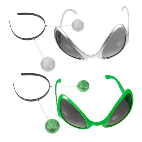 TOYANDONA 1 Set Stirnband Stirnbänder Kleidung Grüne Antenne Outfit Cosplay Stirnband Linse Brille Erwachsenen von TOYANDONA