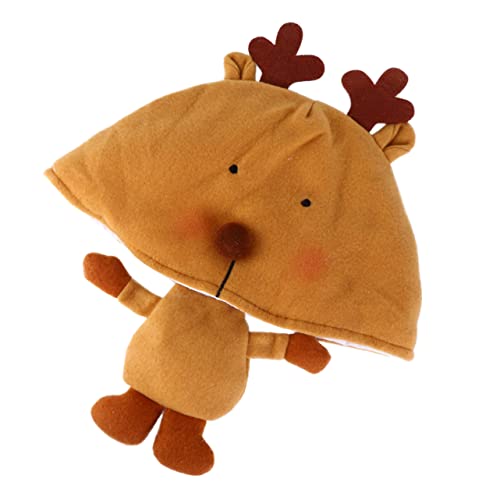 TOYANDONA 1 Stück Weihnachtsfeier-Hut-Karikatur-Puppen-Weihnachtshut-nette Dekoration tiermütze tierkostüme santa hats Hallo Urlaub Cartoon-Puppenhut Unisex-Hut für Kostümparty Stoff Brown von TOYANDONA