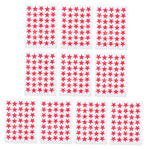 TOYANDONA 10 Blatt Belohnungsstern Aufkleber Rot Selbstklebend Sicher für Kindergarten Schule Party Dekoration Sticker für Eltern und Lehrer TOYANDONA 10 Blatt Belohnungsstern Aufkleber Rot Selbstklebend Sicher für Kindergarten Schule Party Dekoration Sticker für Eltern und Lehrer von TOYANDONA