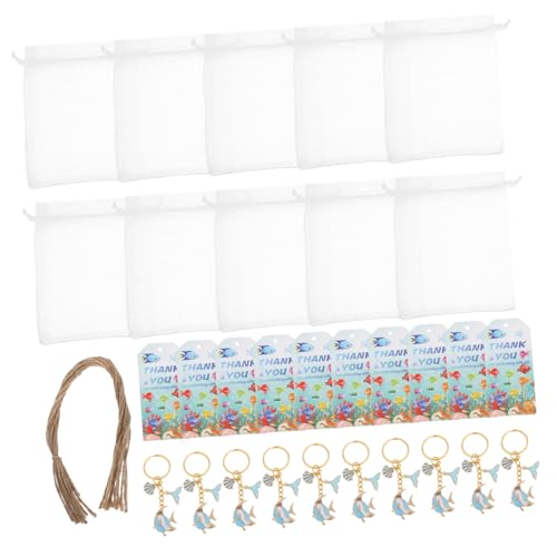 TOYANDONA 10 Sätze Schlüsselanhänger mit Meeresmotiv Schlüsselanhänger mit Meerestieren Kawaii Cartoon Keyrings -Geburtstagsparty-Dekorationen Meereszauber Papier Himmelblau von TOYANDONA