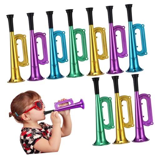 TOYANDONA 10 Stück Farbenfrohe Trompete Prost Stadion Horn Trompete Buntes Trompetenspielzeug Glänzend Blau Partei Bevorzugt Krachmacher Jubelnde Trompetenspielzeuge Hornspielzeug Plastik von TOYANDONA