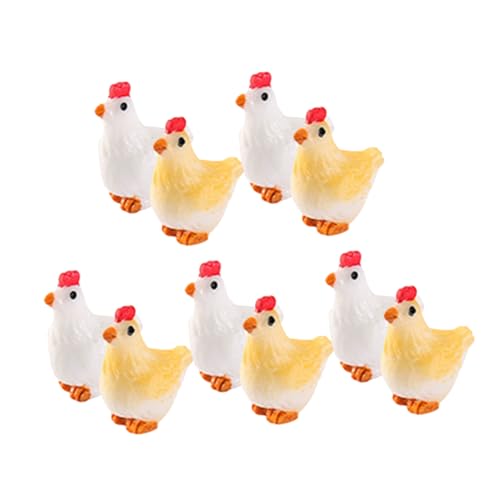TOYANDONA 10 Stück Für Nutztiere Mikrolandschaftshenne Hühner Eier Hähnchen-Kuchen-Topper DIY Terrarienhuhn Mini-küken-ornamentspielzeug Mini-ziegenfiguren Hahn Henne Ornament Harz von TOYANDONA