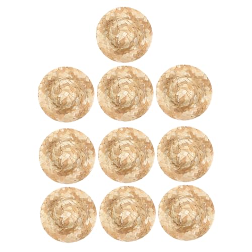TOYANDONA 10 Stück Miniature Woven Hats Handgewebte Puppenhüte für DIY Dekoration Kleine Accessoires für Puppen Requisiten und Bastelprojekte von TOYANDONA