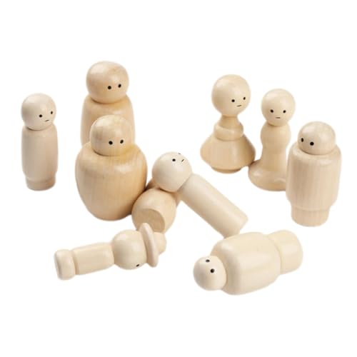 TOYANDONA 10 Stück Teiliges Unbemalte Holz Peg Dolls zum Bemalen Naturfarbene DIY Holzfiguren mit Glatter Oberfläche Leicht und Langlebig Kreative Bastelidee für Dekoration TOYANDONA 10 Stück Teiliges Unbemalte Holz Peg Dolls zum Bemalen Naturfarbene DIY Holzfiguren mit Glatter Oberfläche Leicht und Langlebig Kreative Bastelidee für Dekoration von TOYANDONA