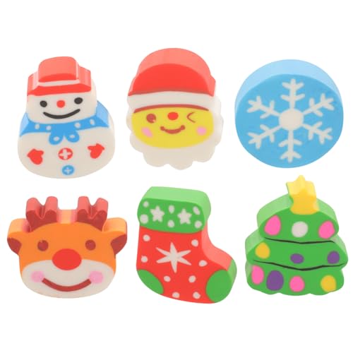TOYANDONA 10 Stück Teiliges Weihnachts Radiergummi Bunte Cartoon Elch Motive Umweltfreundlich Weihnachtliche Bastel und Geschenkidee für Jungen und Mädchen von TOYANDONA