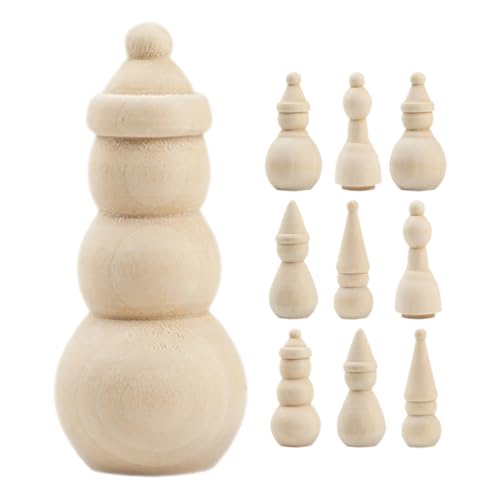 TOYANDONA 10 Stück Unlackierte Holzschneemann Puppen Diy Weihnachtsdekoration Unbemalte Holzfiguren für Bastelprojekte für Kreative Gestaltung von TOYANDONA