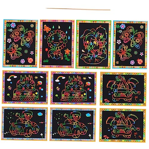 TOYANDONA 10 Stück magisches kratzbuch kindermalbuch Party für Doodles Partygeschenke Party handbemalte Rubbelkarten Karten kratzen Papier von TOYANDONA