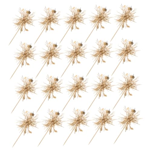 TOYANDONA 100 Stück Feuerwerkskuchen -Plugin Topper zum Geburtstag Kuchen -Top -Glitzer Glitzer- -Topper Kucheneinsatzschild Geburtstagstorte Golden von TOYANDONA