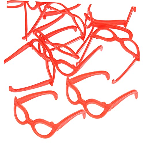 TOYANDONA 100 Stück Mini-brillenspielzeug Wiedergeborenes Puppenzubehör Puppenbrille Für Puppen Schnapsgläser Sonnenbrillen Bastelbrille Brille Miniaturbrille Rot Plastik von TOYANDONA