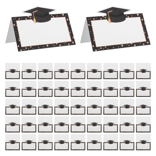 TOYANDONA 100 Stück Tischkarten zum Schulabschluss – Blanko-Namenskarten für den Schreibtisch, handgeschriebene Tischschilder zum Selbermachen, Gastgeschenke für Partys, Glückwunsch-Dekorationen von TOYANDONA