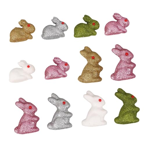 TOYANDONA 12 Stück Kaninchen Ornament Kaninchen Statuen Ostern Miniatur Skulptur Hase Tischdekoration Osterhase Tischsymbol Osterparty Tischdekorationen Osterparty Zubehör von TOYANDONA