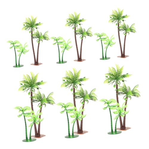 TOYANDONA 12 Stück Kokosnussbaum Modell Dekorative Miniaturpflanzen für Hochzeiten Kuchen Tischdekoration und Aquarien Realistische von TOYANDONA