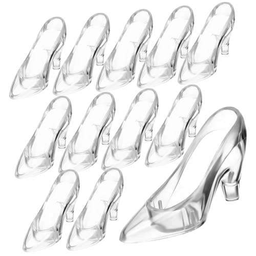 TOYANDONA 12 Stück Teiliges Kristall Schuh Dekor Klare High Heel Form Detaillierte Transparente Tischdekoration Kompakte Stabile und Langlebige Glaskunst für Party und Zuhause von TOYANDONA