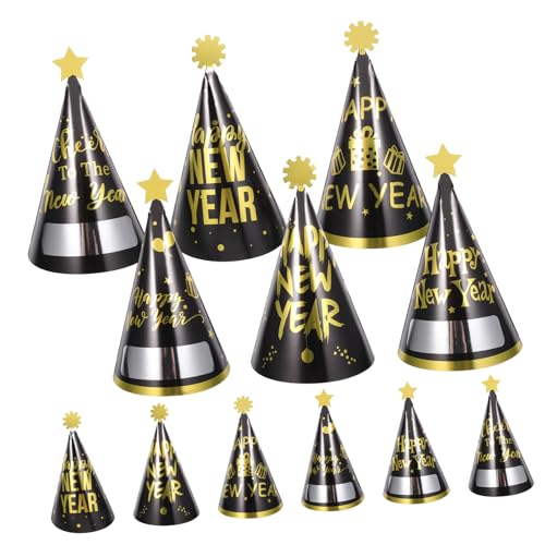 TOYANDONA 12st Neujahrsparty-papierhut Partyhüte Aus Papier Für Das Neue Jahr Kegel-party-papierhüte Neujahrshüte 2024 Papierhüte Für Das Neue Jahr Silvester Hut Bronzieren Sonnenbrille Kind von TOYANDONA