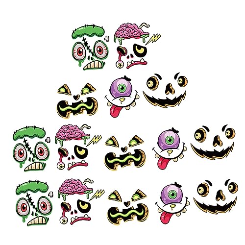 TOYANDONA 15 Blatt Teiliges Halloween Kürbis Dekorationsset DIY Pumpkin Decorating Sticker mit Verschiedenen Gesichtsmotiven Selbstklebende Halloween Deko Aufkleber für Party Schule und von TOYANDONA